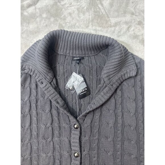 Women's Torrid Shaw Button Up Knitted Thick Gray Plus Size 1/2 - Picture 8 of 15